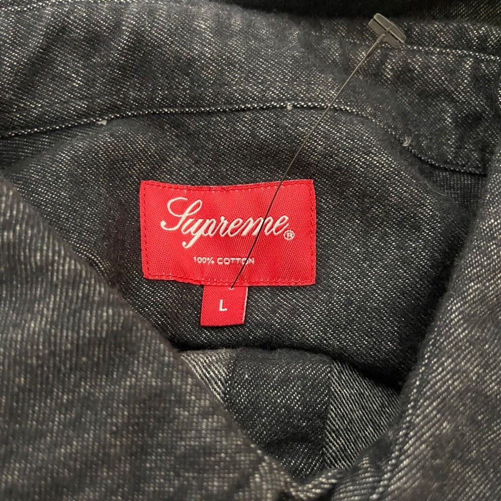 Supreme Men's Shirt Sz L Large Black Button Up Brushed Flannel Cotton NWOT RARE! - Picture 3 of 6